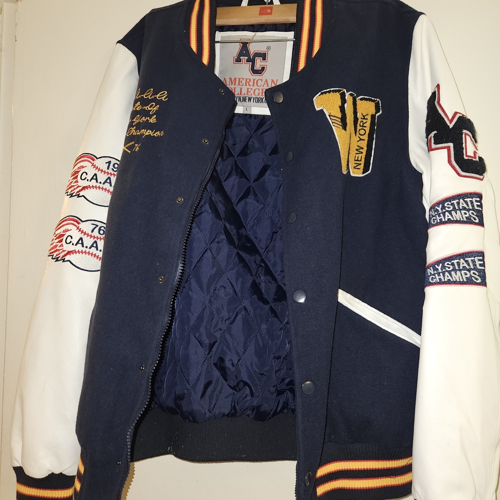 Navy and White Varsity Jacket